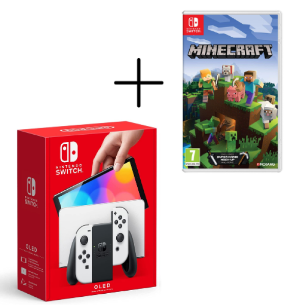 Buy Nintendo Switch OLED Console Black & White Joy Con + Minecraft