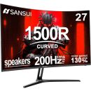 SANSUI Curved Gaming Monitor 27 inch FHD Fast VA Display 1920 x 1080 200Hz Refresh Rate 1ms (MPRT) Response Time FreeSync Technology, 1500R Curvature, Black