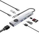Promate ComandHub-Lite USB-C Multimedia Docking Station with 100W PD, 4K HDMI, 5Gbps USB, SD Card Reader & Ethernet Port – Grey