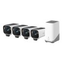 EUFY T88943W1 eufyCam S3 Pro 4-Cam Kit, Solar Security Camera Outdoor Wireless with Solar Panel, Colour Night Vision, 4K, Forever Power 2.0, Face Recognition AI
