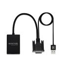 Promate proLink-V2H VGA-to-HDMI Adapter with USB Audio & Power – 1080p, 60Hz, 1.65Gbps, Plug-and-Play, Compact Design – Black