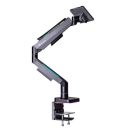 Thermaltake GEA-MSR-SMSBLK-01 Single RGB Gas-Spring Monitor Arm – 17″–49″ Displays, 20 kg Load, 16.8M RGB, Clamp & Grommet Mount