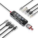 Promate TransHub‑Pro USB‑C Keyboard‑Accessory Hub – 11‑in‑1 Transparent Dock, 100 W PD, Dual 4K Display, Gigabit LAN