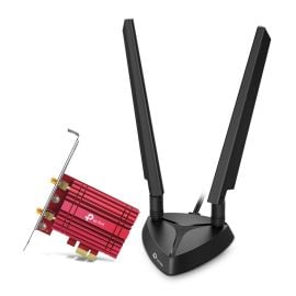 محول TP-Link Archer TXE75E AXE5400 Wi-Fi 6E Bluetooth 5.3 PCIe ثلاثي النطاق 6 جيجاهرتز، 5 جيجاهرتز، 2.4 جيجاهرتز، شريحة Intel، حامل منخفض الارتفاع، متوافق مع Windows 10/11