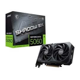 بطاقة رسومات MSI GeForce RTX 5060 8G SHADOW 2X OC - 8 جيجابايت GDDR7 (128 بت) PCIe 5.0، 3 منافذ DisplayPort 2.1b + HDMI 2.1b، تبريد بمروحتين