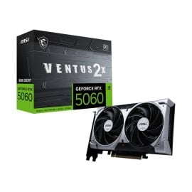 بطاقة رسومات MSI GeForce RTX 5060 8G VENTUS 2X OC - ذاكرة GDDR7 سعة 8 جيجابايت، 128 بت، سرعة نقل بيانات 28 جيجابت في الثانية، بنية NVIDIA Blackwell، PCIe 5.0، تبريد بمروحتين