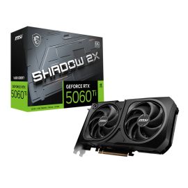 بطاقة رسومات MSI GeForce RTX 5060 Ti 16G SHADOW 2X OC PLUS - ذاكرة GDDR7 بسعة 16 جيجابايت وواجهة 128 بت، منفذ PCIe Gen 5، نظام تبريد بمروحتين "SHADOW 2X"، تردد معزز يصل إلى حوالي 2617 ميجاهرتز، تدعم تقنيتي DLSS 4 وتتبع الأشعة.