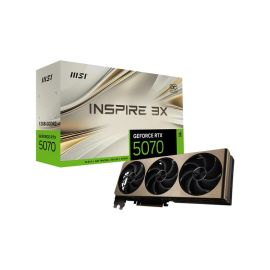 بطاقة رسومات MSI GeForce RTX 5070 12G INSPIRE 3X OC - 12 جيجابايت GDDR7 192 بت، PCIe 5.0، تبريد ثلاثي المراوح "INSPIRE 3X"، منفذ DisplayPort 2.1b + HDMI 2.1b