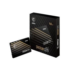 محرك أقراص صلبة داخلي MSI SPATIUM S270 SATA مقاس 2.5 بوصة بسعة 960 جيجابايت، سرعة قراءة تصل إلى 500 ميجابايت/ثانية وسرعة كتابة تصل إلى 450 ميجابايت/ثانية، تقنية 3D NAND، عامل الشكل 2.5 بوصة، سمك 7 مم، وحدة تحكم PHISON S11.