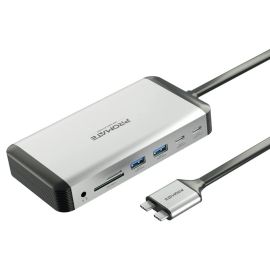 Promate VersaHub‑MST Keyboard‑Friendly USB‑C Adapter – 13‑in‑1 MST Dual‑4K HDMI Hub, 100W PD, Gigabit Ethernet, SD/TF Card & 3.5mm AUX