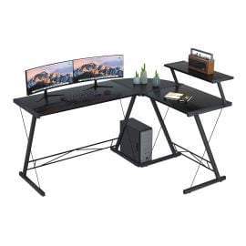 مكتب ألعاب GAMEON Slayer II XL Series 3 في 1 على شكل حرف L (150 × 112 × 74 سم) مع حامل الملحقات - أسود