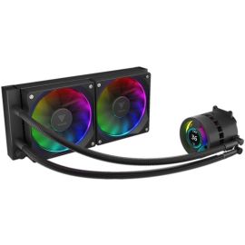 مبرد وحدة المعالجة المركزية السائل GAMDIAS CHIONE P3-240U AIO مقاس 240 مم، شاشة IPS LCD، مشعاع مقاس 240 مم، مراوح AEOLUS M3 PWM، مضخة PWM رباعية الدبابيس، أنابيب مغطاة بالتفلون، قاعدة نحاسية، مزامنة ARGB، أسود