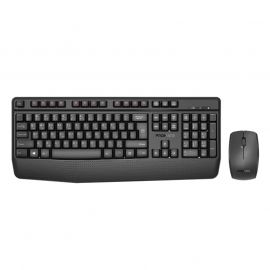 Promate Ergonomic Wireless Multimedia Keyboard & Ambidextrous 1200 DPI Mouse Combo English/Arabic Layout