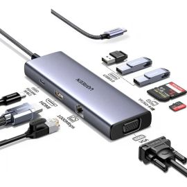 UGREEN 9-in-1 Adapter USB Hub to 3x USB-A , HDMI, VGA, RJ45, SD/TF, AUX, PD