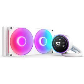 NZXT Kraken Elite 280 RGB V2 أبيض - مبرد وحدة المعالجة المركزية السائل AIO مقاس 280 مم مع شاشة IPS LCD مقاس 2.72 بوصة، ومروحتي F140 RGB، ومضخة توربينية، ودعم Intel LGA 1851/1700/1200 وAMD AM5/AM4، وتحكم PWM