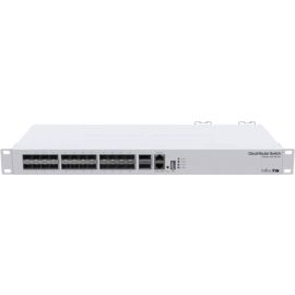 ميكروتيك CRS326-24S+2Q+RM – جهاز راوتر سحابي Rackmount 1U، مزوّد بـ 24 منفذ 10G SFP+ و 2 منفذ 40G QSFP+، بسعة تبديل تصل إلى 640 جيجابت/ثانية وسرعة توجيه 252 مليون حزمة/ثانية، مع منفذ USB Type-A و RJ45، يعمل بنظام SwitchOS، باللون الأبيض