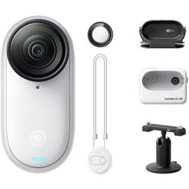 Insta360 GO 3s Camera Up to 4K Video Resolution 120Mbps Max Video Bitrate 128GB Storage Action Pod Auto Stabilization with Apple FindMy, Magnet Pendant White