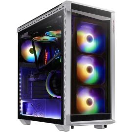 علبة ألعاب XPG BATTLECRUISER Super Mid-Tower بيضاء (WHCWW) - زجاج مقسّى من أربعة جوانب، مراوح ARGB، هيكل E-ATX/ATX
