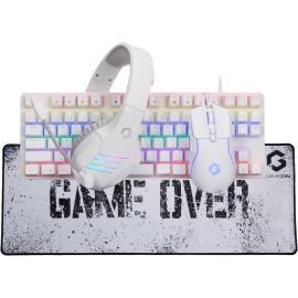 مجموعة ألعاب GAMEON VIPER XA Artic Series الكل في واحد - أبيض، لوحة مفاتيح ميكانيكية + سماعة رأس + ماوس 7200 نقطة في البوصة + لوحة ماوس 750 × 280 مم