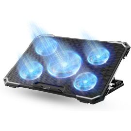 NCTS C517 RGB Gaming Laptop Cooling Pad — 5 Quiet Fans, Multi-Speed, 4-Height Stand, 2 USB Ports (Fits ≤ 17″)