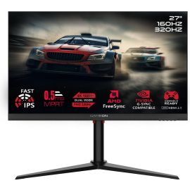 شاشة ألعاب GAMEON Switch X Series مقاس 27 بوصة بدقة 4K UHD/FHD مزدوجة التبديل، شاشة IPS سريعة 3840 × 2160، معدل تحديث 160/320 هرتز، وقت استجابة MPRT 0.5 مللي ثانية، G-Sync وFreeSync، مكبرات صوت ستيريو مدمجة 5 وات، تدعم PS5، لون أسود