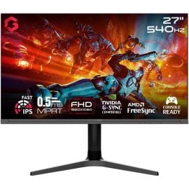شاشة ألعاب GAMEON Titan Pro X Series مقاس 27 بوصة FHD IPS بدقة 1920 × 1080 ومعدل تحديث 540 هرتز ووقت استجابة 0.5 مللي ثانية ومنافذ HDMI 2.1 وDP 1.4، لون أسود