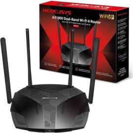 Mercusys MR70X AX1800 Dual-Band WiFi 6 Router 1 Gigabit WAN + 3 Gigabit LAN, 4×5 dBi High-Gain Antennas, WPA3 Security