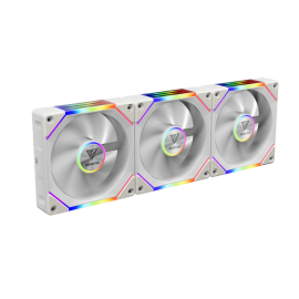 GAMDIAS AEOLUS P2-1203 WH 3-Pack 120mm ARGB PWM Case Fans, 30mm Thick Frames, 1,000–2,400 RPM, 75 CFM Airflow, Dual Infinity Mirror ARGB, Cable-less Daisy-Chain, PWM Control, White