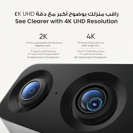 كاميرا Eufy Security Indoor S350 – كاميرتان بدقة 4K UHD مع تكبير 8× وتحريك 360°، مزودة بذكاء اصطناعي للكشف عن البشر والحيوانات، مثالية لمراقبة الأطفال، كاميرا للحيوانات الأليفة، وأمن المنزل