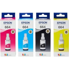 Epson T6641 EcoTank Ink Bottle – Full set (Black,Cyan,Magenta,Yellow)  70ml, Printer Refill