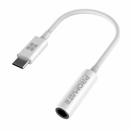 كابل صوت بروميت AUXLink-C بطول 1.2 متر من USB-C إلى 3.5 مم عالي الدقة - محول AUX مضفر من النايلون الفاخر، متوافق عالميًا مع الهواتف الذكية وأجهزة الكمبيوتر المحمولة والأجهزة اللوحية وأنظمة صوت السيارة - أبيض