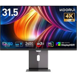KOORUI gaming Monitor 32 inch S3241XO 4K UHD QD-OLED Display 3840 x 2160 240Hz Refresh Rate 0.03ms (GtG) Response Time AMD FreeSync Premium Technology Black