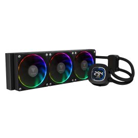مبرد وحدة المعالجة المركزية السائل GAMDIAS CHIONE P3-360U AIO، مشعاع 360 مم، شاشة IPS LCD، 3 مراوح ARGB PWM مقاس 120 مم، قاعدة نحاسية، أنابيب تفلون، أسود