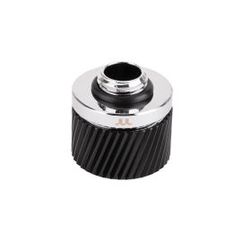 Thermaltake Pacific SF Hard Tube 16 mm OD Compression Silver/Black, G1/4″ Thread Fitting for 16 mm Outer Diameter Hard Tubing, Copper/Aluminium Body, Industrial Helical Knurling