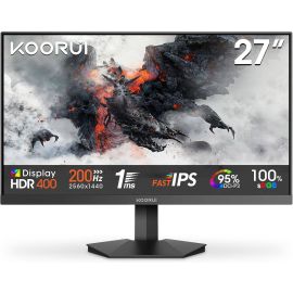 KOORUI Gaming Monitor 27 inch G2721P QHD IPS Display 2560 x 1440 200Hz Refresh Rate 1ms (DIC) Response Time HDR 400 Black 