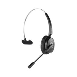Promate Engage Wireless Mono Bluetooth Headset – HD Noise-Cancelling Microphone, Ergonomic Over-Ear Design, Built-in Controls, 14 Hours Talk Time, Adjustable Headband – Black