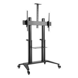 EQ TM 75–120 Metal Floor Stand for 75"–120" Interactive Flat Panel Displays, Heavy-Duty, max load 140Kg, vesa 200*200 to 1000*600mm, Free-Tilting Mechanism, Adjustable Camera & Equipment Shelve