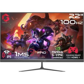 شاشة ألعاب غاميون مقاس 22 بوصة GOES22FHD100IPS FHD IPS بدقة 1920 × 1080 ومعدل تحديث 100 هرتز ووقت استجابة 1 مللي ثانية وتقنية FreeSync/Adaptive-Sync، تدعم Xbox Series X|S وPS5، لون أسود