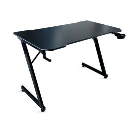 G‑MAX GMT‑8064DBLACK Gaming Table – 1200×600mm RGB LED Desk, Sturdy Metal Frame, Cable Management Tray, Cup & Headphone Holders, Anti-Slip Feet – Black