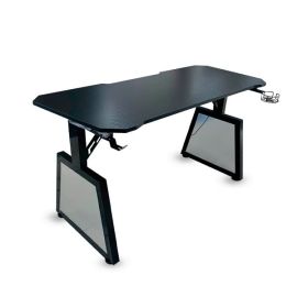 G-MAX GMT-LS119 Gaming Table – 1400 × 600 mm RGB Leg-Light Desk with Metal Frame – Black