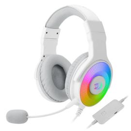 سماعة رأس ألعاب سلكية Redragon H350W‑RGB‑1 Pandora RGB باللون الأبيض - مشغلات 50 مم، ميكروفون قابل للفصل، RGB ديناميكي، USB+3.5 مم، إسفنج ذاكرة مريح