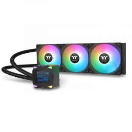 مبرد وحدة المعالجة المركزية السائل المتكامل Thermaltake LA360-S ARGB Sync - مشعاع 360 مم، 3 مراوح ARGB مقاس 120 مم، كتلة تبريد مائي بشاشة LCD مقاس 2.4 بوصة، متوافق مع Intel LGA1700/AMD AM5