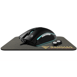 مجموعة ماوس الألعاب GAMDIAS ZEUS M2 + NYX E1، ماوس ألعاب بصري RGB بدقة 10,800 نقطة في البوصة، 8 أزرار قابلة للبرمجة، كابل مضفر بطول 1.8 متر، تصميم مريح ولوحة ماوس قماشية NYX E1، لون أسود