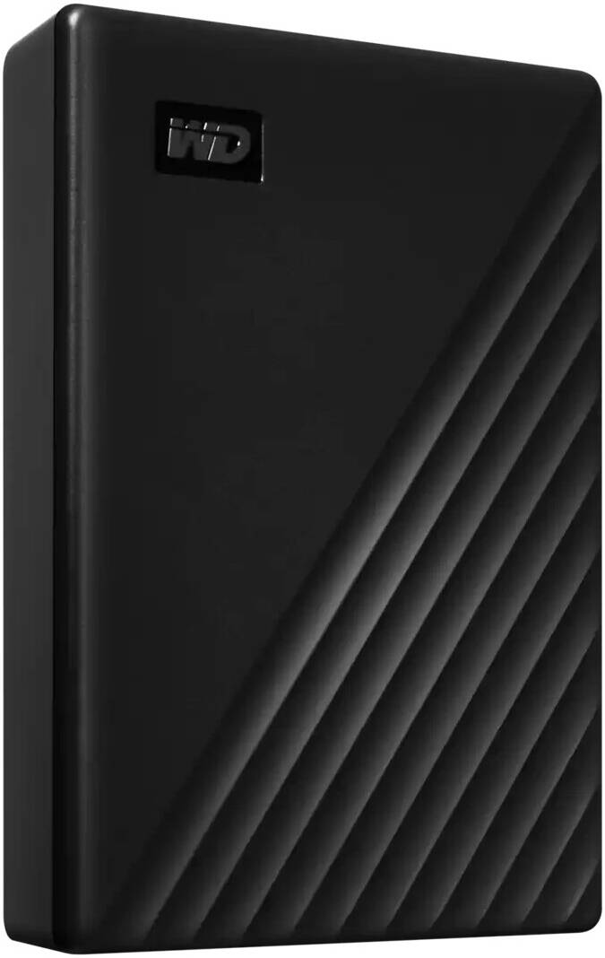 محرك الأقراص الصلبة الخارجي المحمول Western Digital WD My Passport بسعة 5 تيرابايت، USB 3.2 الجيل الأول، متوافق مع USB 2.0، موصل Micro-B، سرعة تصل إلى 5 جيجابت/ثانية، تشفير الأجهزة AES ‏256 بت، حماية بكلمة مرور، أسود