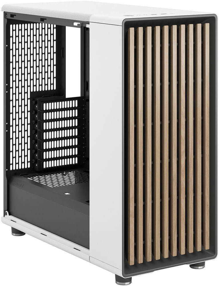 Fractal Design North Chalk White TG Mid Tower Case, Tempered Glass Side Panel, ATX, Micro ATX, Mini ITX, 2 x 140mm Aspect 14 PWM Fans, USB-C 20Gbps, 360mm Radiator Support