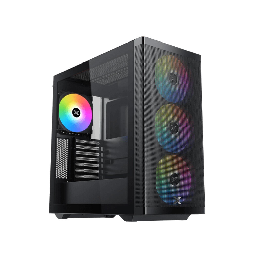 XIGMATEK Osiris E-ATX Mid Tower Gaming PC Case Mesh Front, Tempered Glass, 4 × ARGB Fans | EN46803