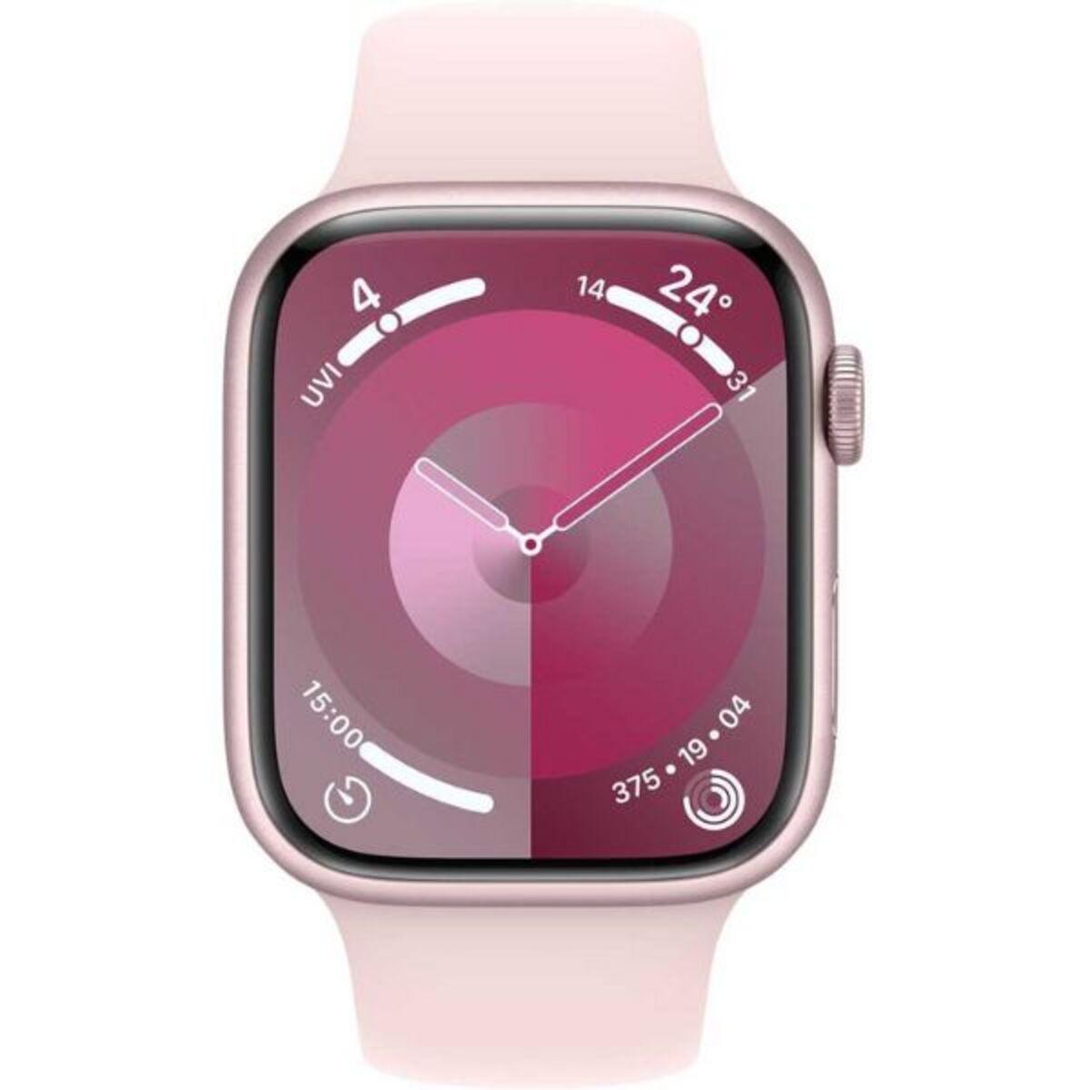 Apple Watch Series 9 GPS 45MM Pink Aluminum Case with Light Pink Sport Band (M/L)