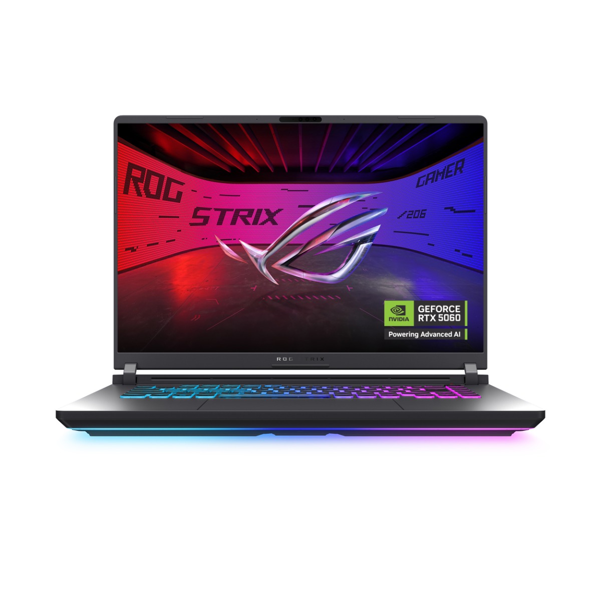لابتوب ألعاب أسوس ROG Strix G16 G615LM-RV082 بمعالج Intel Core Ultra 7 255HX، ذاكرة RAM بسعة 16 جيجابايت، سعة تخزين SSD بحجم 512 جيجابايت، بطاقة رسومات NVIDIA GeForce RTX 5060، شاشة بحجم 16 بوصة وبدقة WUXGA، لوحة مفاتيح إنجليزية، اللون رمادي، نظام التشغيل