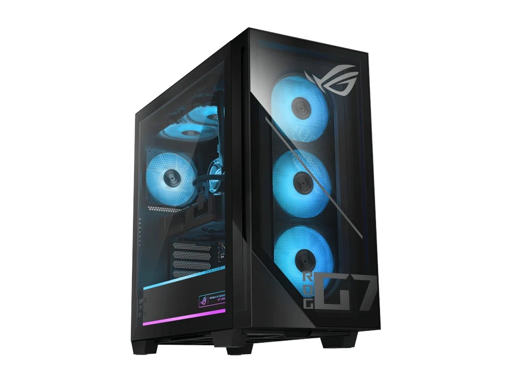 حاسوب ألعاب مكتبي ASUS ROG G700 بمعالج Intel Core Ultra 7-265F وذاكرة RAM سعة 16 جيجابايت وتخزين SSD سعة 1 تيرابايت وبطاقة رسومات NVIDIA GeForce RTX 5070 Ti سعة 16 جيجابايت ونظام تشغيل (DOS/بدون نظام تشغيل) - أسود