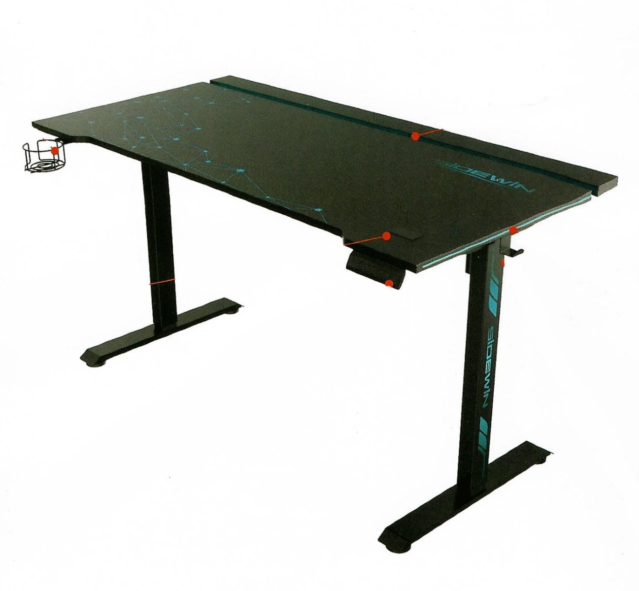 G-MAX GMT-ZP01 Motorised Gaming Table – 1500 × 730 mm Electric Height Adjustment (750–1200 mm), Sturdy Steel Frame, Black Finish